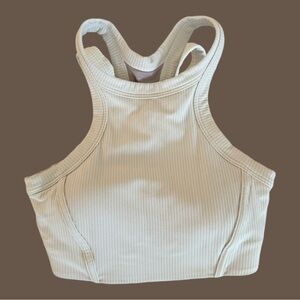 Lululemon Ribbed Nulu High-Neck Yoga Bra in Natural Ivory